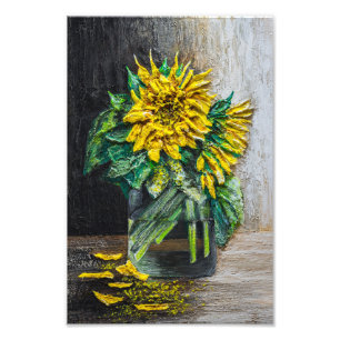 Impression Photo Peinture acrylique nature morte de tournesols