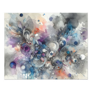 Impression Photo Peinture d'aquarelle abstraite détaillée