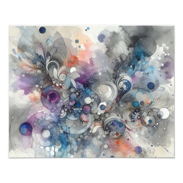 Impression Photo Peinture d'aquarelle abstraite détaillée (Devant)