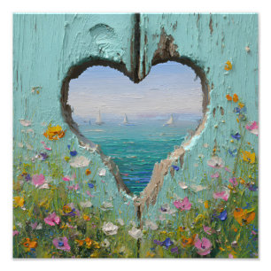 Impression Photo Peinture de voilier de fleurs sauvages côtières de