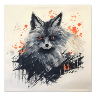 Impression Photo Peinture d'encre Black Fox
