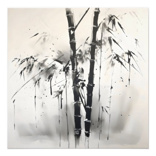 Impression Photo Peinture en bambou Sumi-e encre (Devant)
