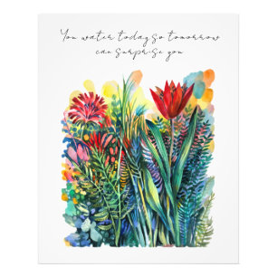 Impression Photo Peinture florale à l'aquarelle avec citation 