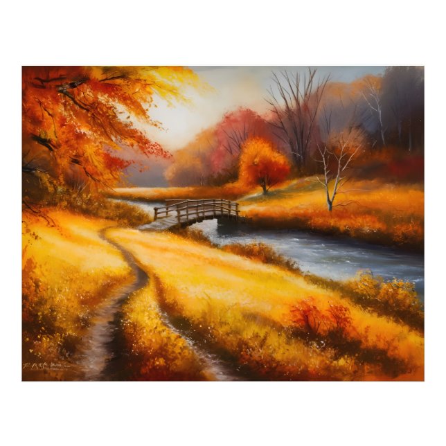 Impression Photo Peinture forestière d'automne - Paysage d'automne (Devant)