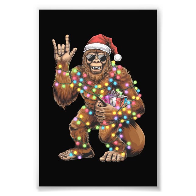 Impression Photo Père Noël Bigfoot lumières de Noël Rock amusant (Devant)