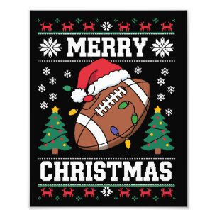 Impression Photo Père Noël de style pull de Noël moche football amé