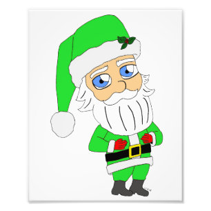Impression Photo Père Noël en costume vert chibi