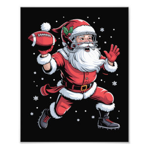 Impression Photo Père Noël Jouant au football américain Noël