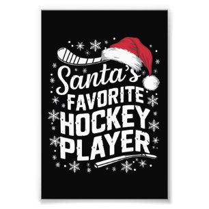 Impression Photo Père Noël Joueur de hockey favori Pyjama Noël