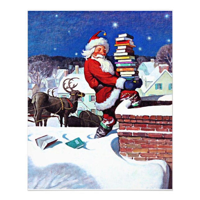 Impression Photo Père Noël Livraison de livres Noël Réveillon (Devant)