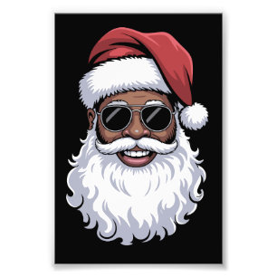 Impression Photo Père Noël Noir Xmas Santa Afro Afro-Américain