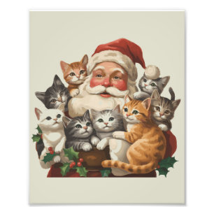 Impression Photo Père Noël Rétro & Chatons Noël Hiver 90s 