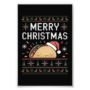 Impression Photo Père Noël Taco Noël Sweater Lumineux Ugly Xmas