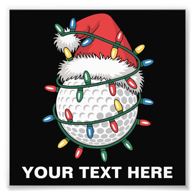 Impression Photo Personalized Golf Ball Santa Hat Christmas Lights (Devant)