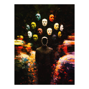 Impression Photo Personnage sans visage entouré de visages masqués