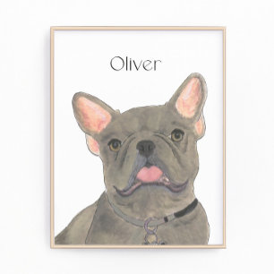 Impression Photo Personnalisé Blue Grey Français Bulldog Art França