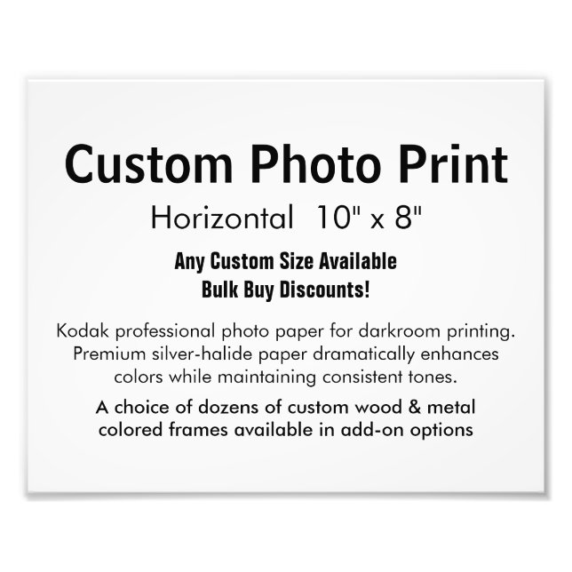 Impression photo personnalisée - Horizontal 10" x  (Devant)