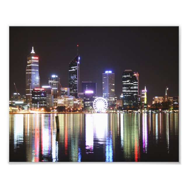 Impression Photo Perth City, Skyline de nuit, Australie 10 x 8- Imp (Devant)