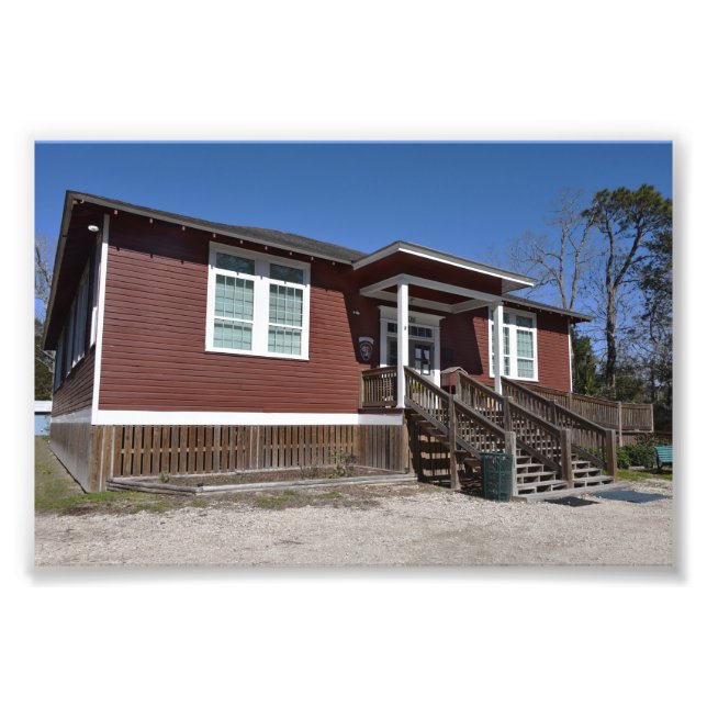 Impression Photo Petite école rouge, île Dauphin, Alabama (Devant)