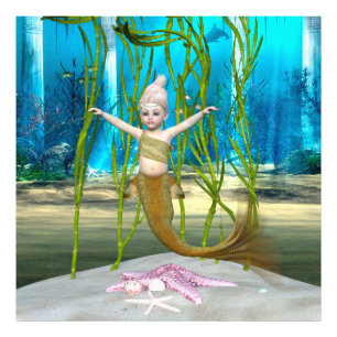 Impression Photo Petite fille Imaginaire mignonne, Océan Bleu