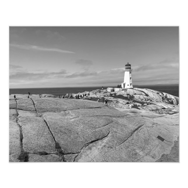 Impression Photo Phare de Peggys Cove Noir et blanc (Devant)