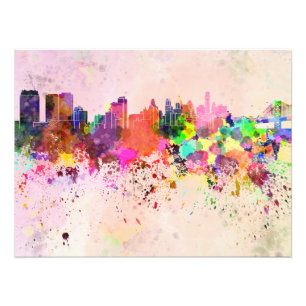 Impression Photo Philadelphie skyline in background watercolor