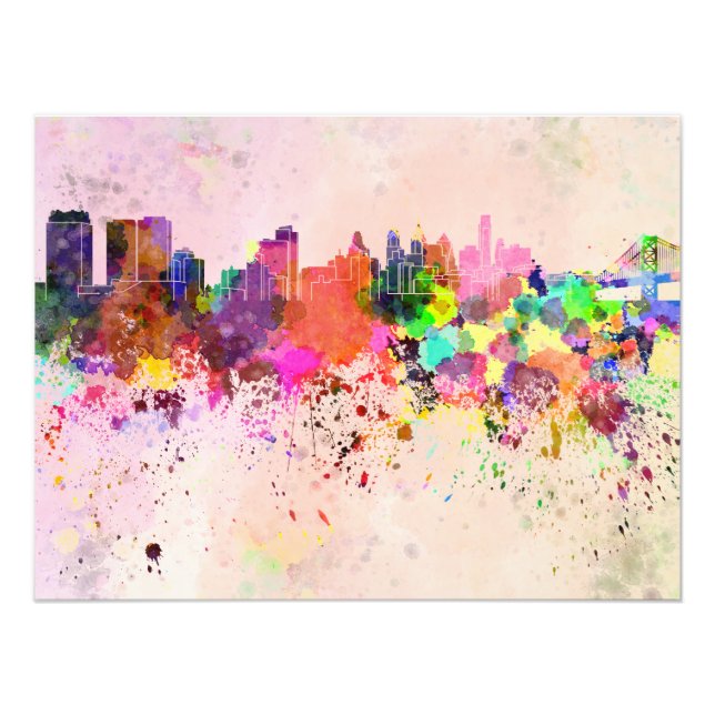 Impression Photo Philadelphie skyline in background watercolor (Devant)