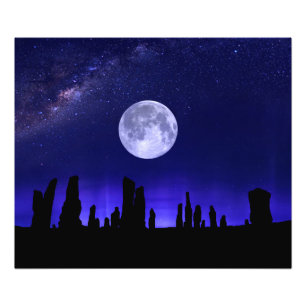Impression Photo Pierres de Callanish sous le Supermoon