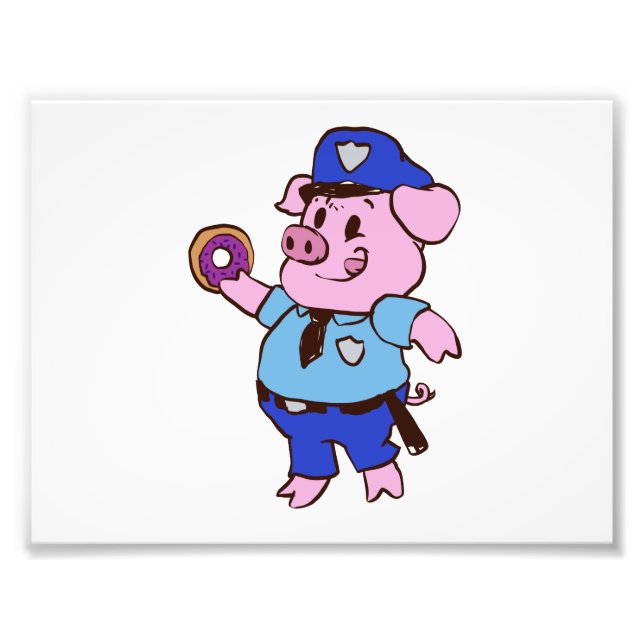 Impression Photo Pig policeman eating choose (Devant)