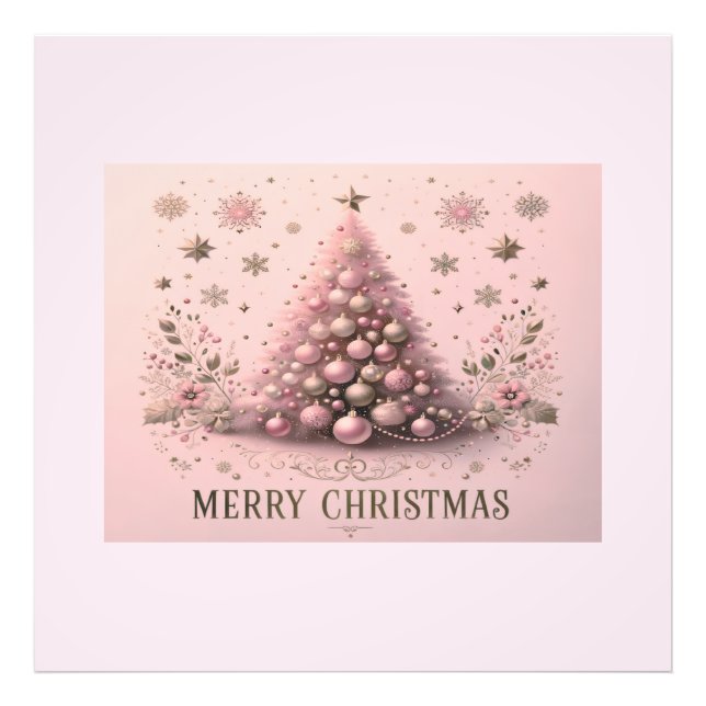 Impression Photo Pink Christmas Tree Merry Christmas  (Devant)