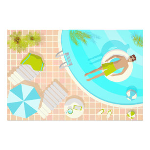 Impression Photo Piscine mec sur la plage tropicale estivale vacanc