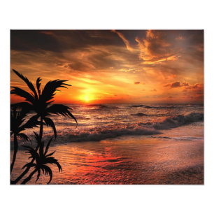 IMPRESSION PHOTO PLAGE AU COUCHER DU SOLEIL BEAUTÉ NATURELLE