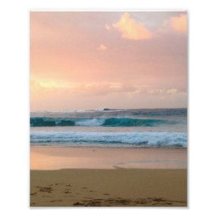 Impression Photo Plage de coucher de soleil et océan