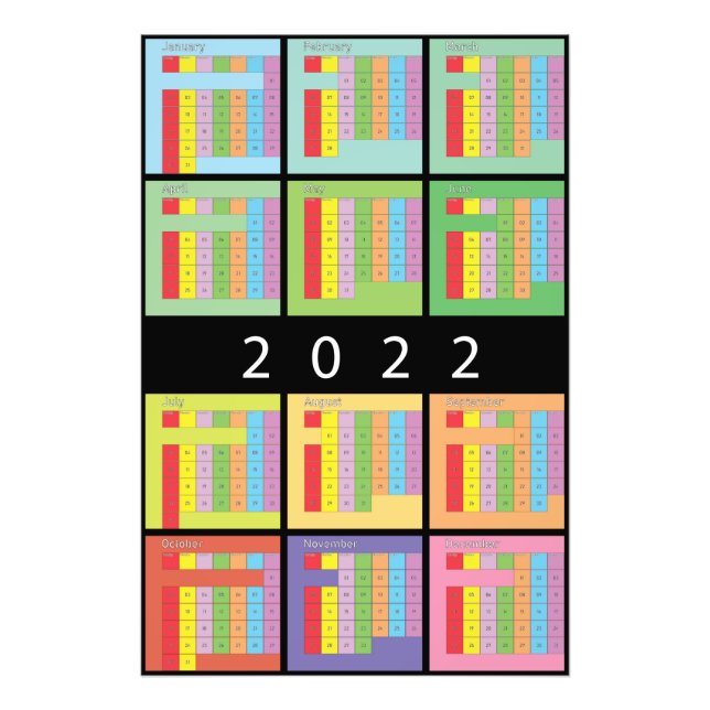 Impression Photo Planificateur de calendrier couleur 2022 (Devant)