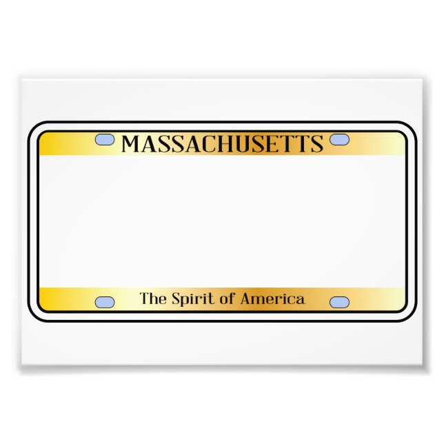 Impression Photo Plaque de licence du Massachusetts vierge (Devant)