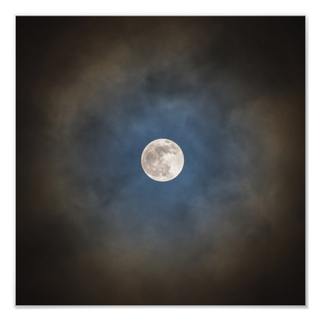Impression Photo Pleine lune avec Halo Bleu (Devant)