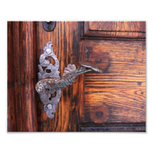 Impression Photo Poignée de porte vintage, Immobilier en bois vieil