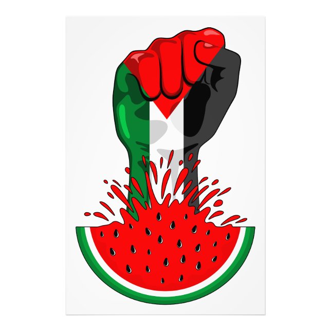 Impression Photo Poing de résistance palestinienne sur le symbole d (Devant)