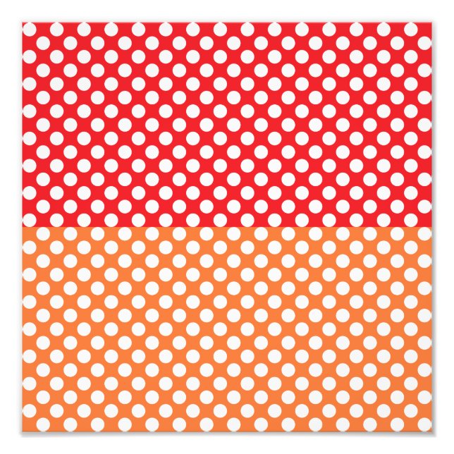 Impression Photo Pointe Polka blanche, rouge et orange (Devant)