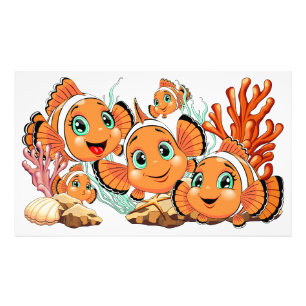 Impression Photo Poisson clown Dessin animé mignon Famille Sous l'e