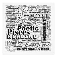 Poissons Zodiac Word Cloud Inspiration Carré (L)