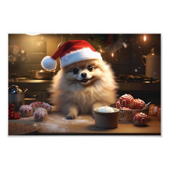 Impression Photo Poméranie Cookies de Noël Festif (Devant)