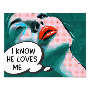Impression Photo Pop Art Je sais qu'il m'aime Mixed Media
