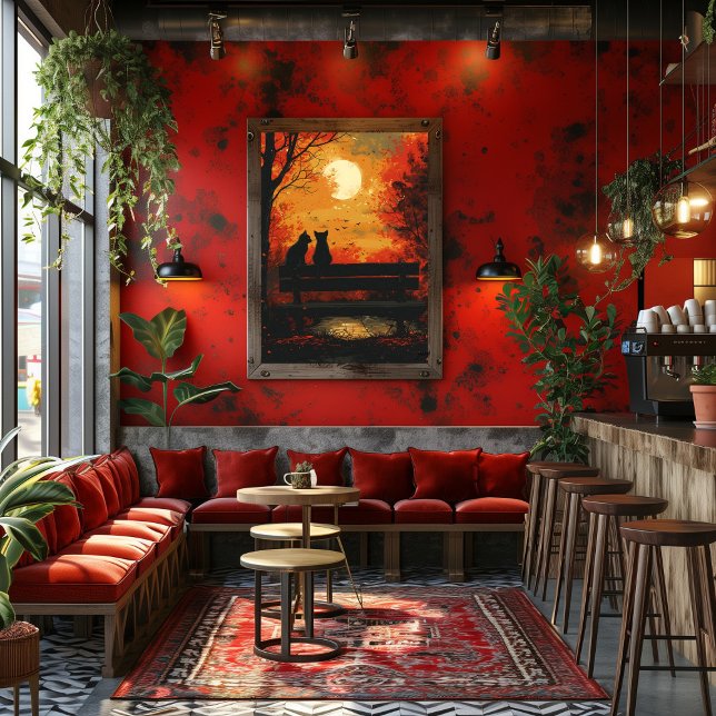 Impression Photo Pop Art: Pareja de Gatos bajo la Luna (Créateur téléchargé)