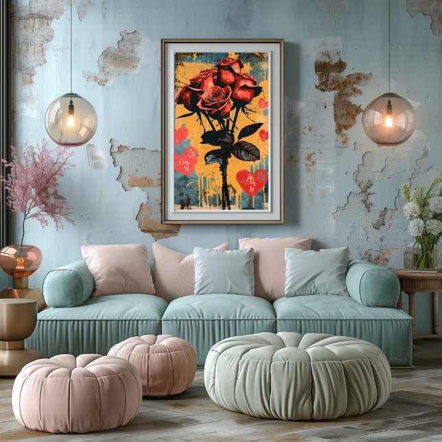 Impression Photo Pop Art Romántico: Ramo de Rosas (Créateur téléchargé)