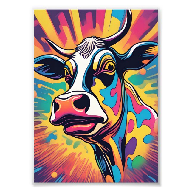 Impression Photo Pop Art: The Colorful Cow (Devant)