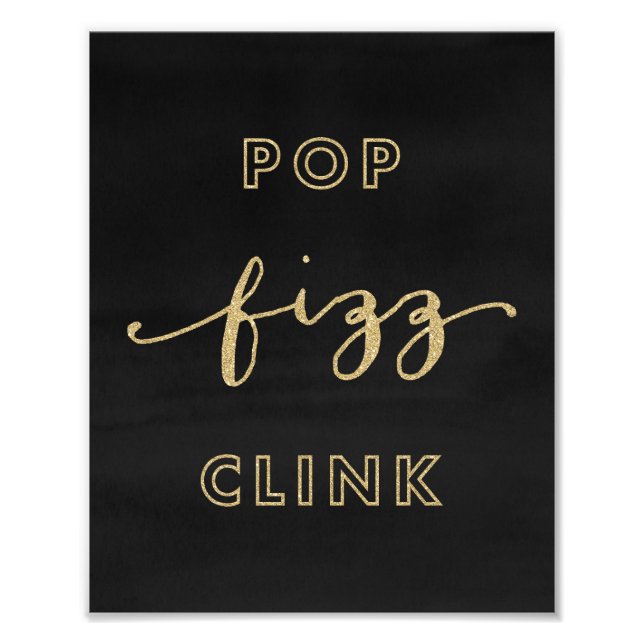 Impression Photo Pop Fizz Clink Black and Gold Art Print (Devant)