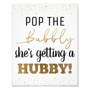Impression Photo Pop the Bubbly 8x10 Fête des mariées Sign