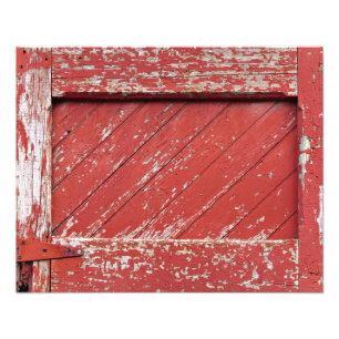 Impression Photo Porte de grange en bois peinte par rouge