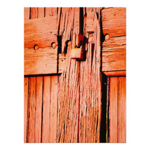 Impression Photo Porte de la grange rouge avec serrure
